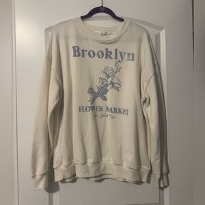 Altar'd State Women’s Cream & Blue Crewneck Pullover